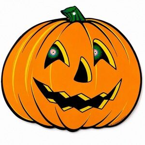 Vintage 1973 Beistle Jack O Lantern Pumpkin Die Cut Halloween Decoration USA
